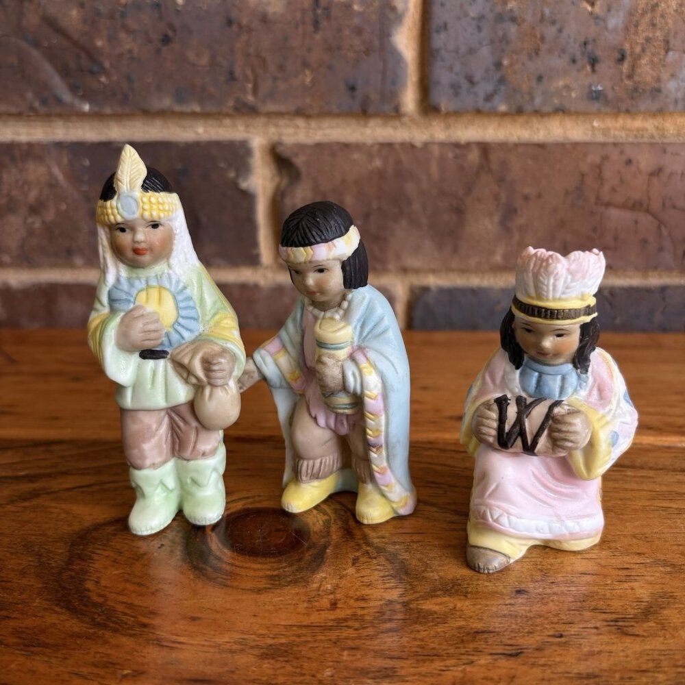 VTG House Of Lloyd 1992 Native American Nativity Set Of 3 Wisemen Magi Christmas